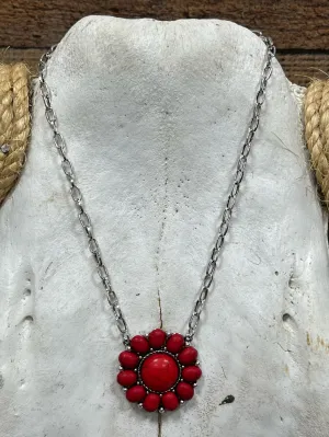 London Red Flower Necklace