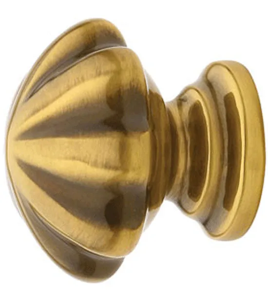 1 1/4 Inch Solid Brass Melon Cabinet & Furniture Knob