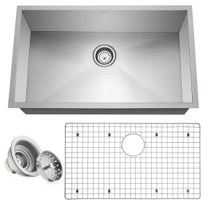 10" Single Undermount 16-Gauge Stainless Steel Kitchen Sink - Miligore