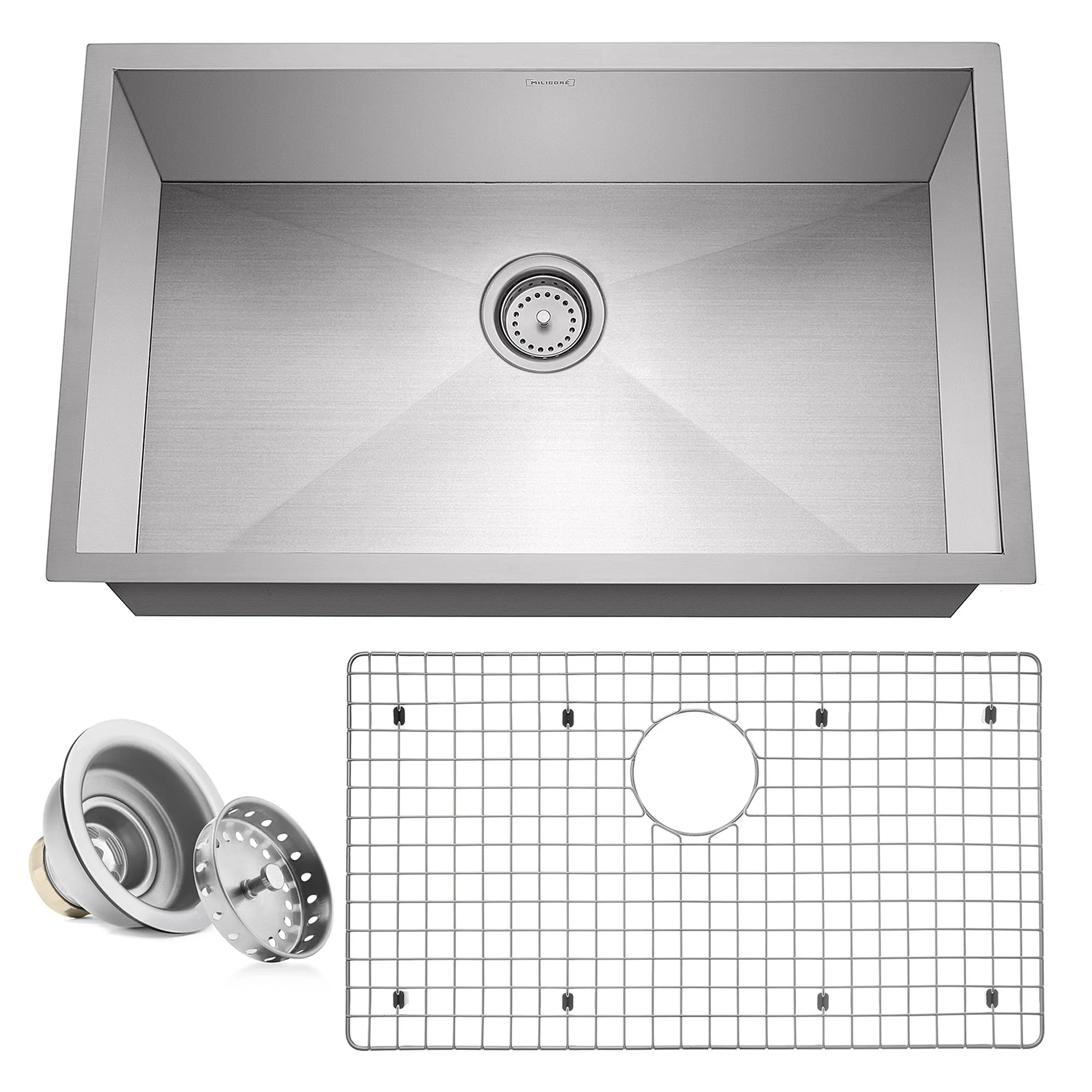 10" Single Undermount 16-Gauge Stainless Steel Kitchen Sink - Miligore