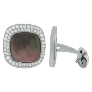 14K GOLD DIAMOND BLACK MOTHER OF PEARL TOMMY CUFFLINKS