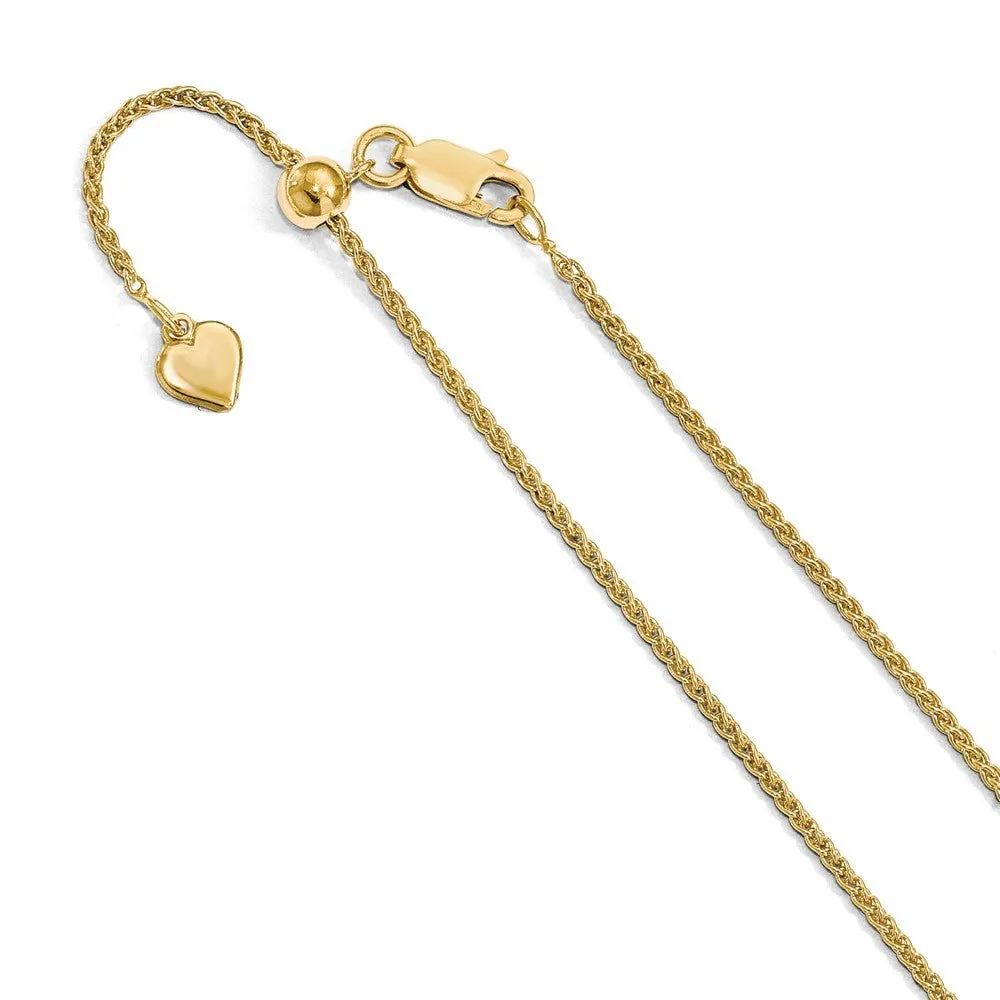 1.5mm Gold Tone Plated Sterling Silver Adjustable Wheat Chain Necklace