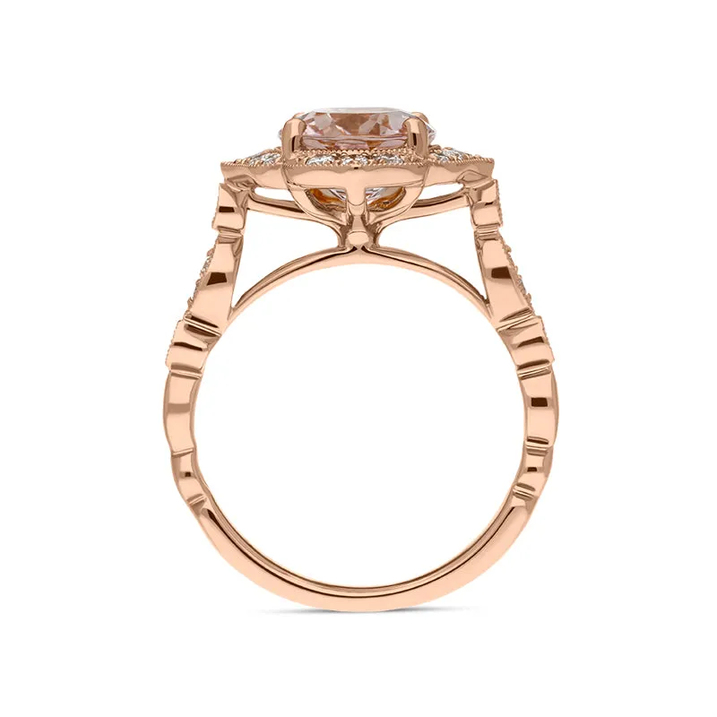 18ct Rose Gold 2.66ct Morganite Diamond Cluster Ring