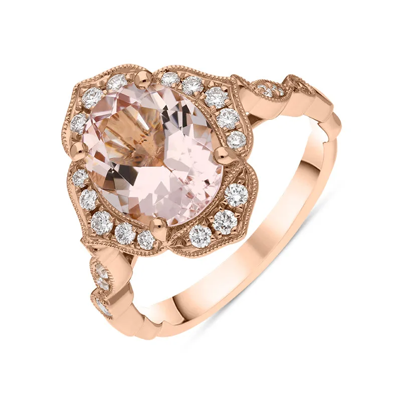 18ct Rose Gold 2.66ct Morganite Diamond Cluster Ring