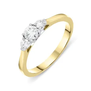 18ct Yellow Gold .36ct Diamond Brilliant Cut Trilogy Ring