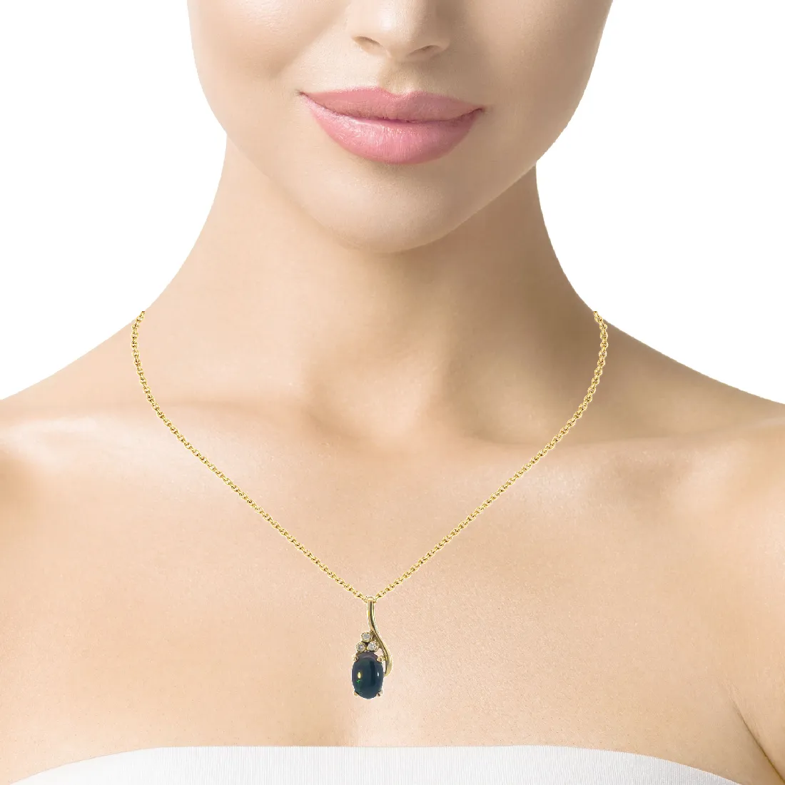 18Kt Yellow Gold Diamond Pendant - 1.8ct Black Opal, Luxury Minimalist Necklace, Perfect Crystal & Birthstone Gift for Her, Women's Necklace