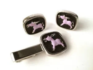 1950s Donkey Cufflink and Tie Bar Set