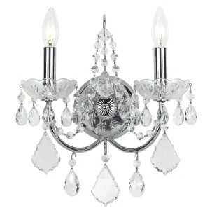 2 Light Polished Chrome Crystal Sconce Draped In Clear Swarovski Strass Crystal - C193-3222-CH-CL-S