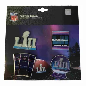 2018 Super Bowl 52 LII Pro Specialties Group Collector's Lapel Pin Set (4 Pack)