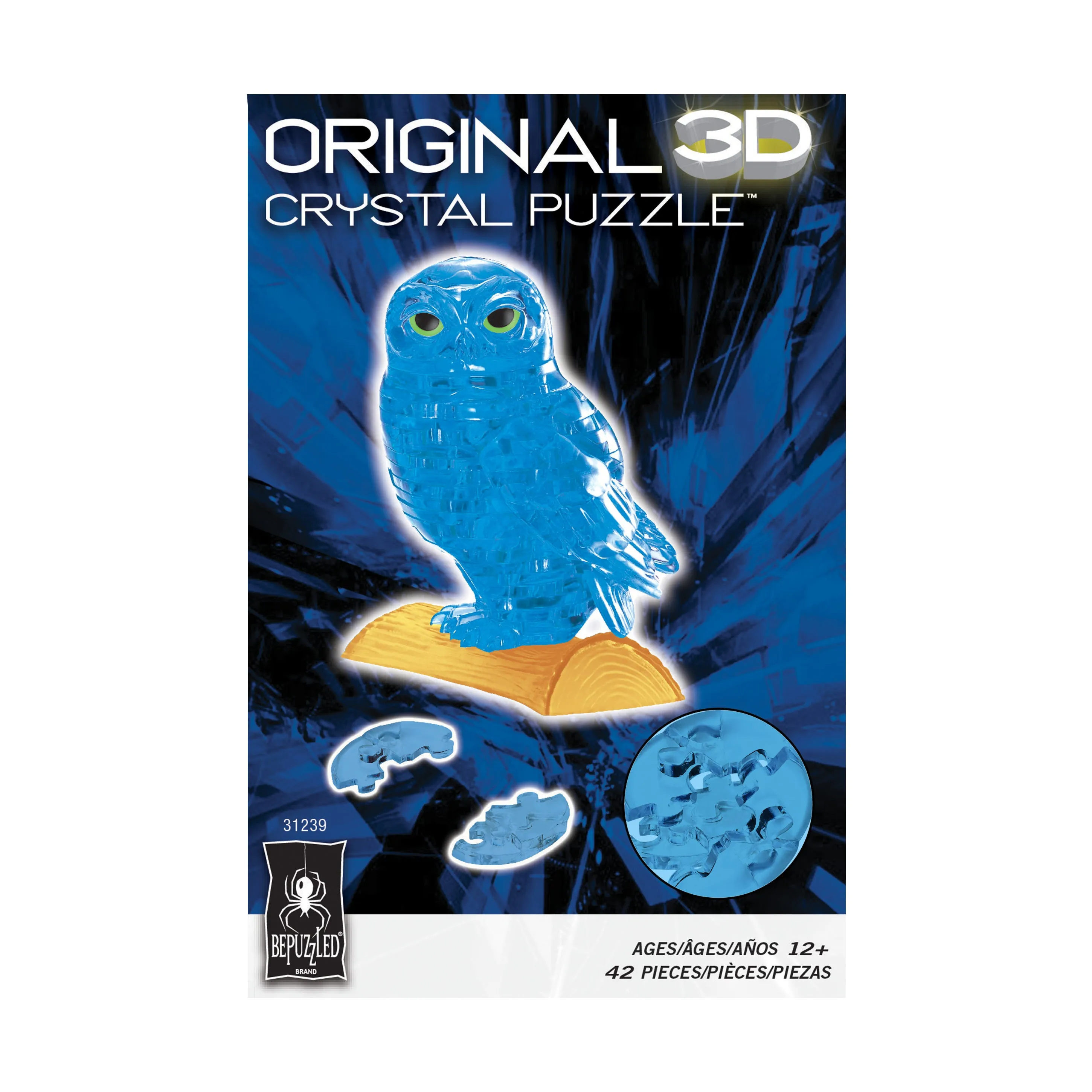 3D Crystal Puzzle - Owl (Blue): 42 Pcs