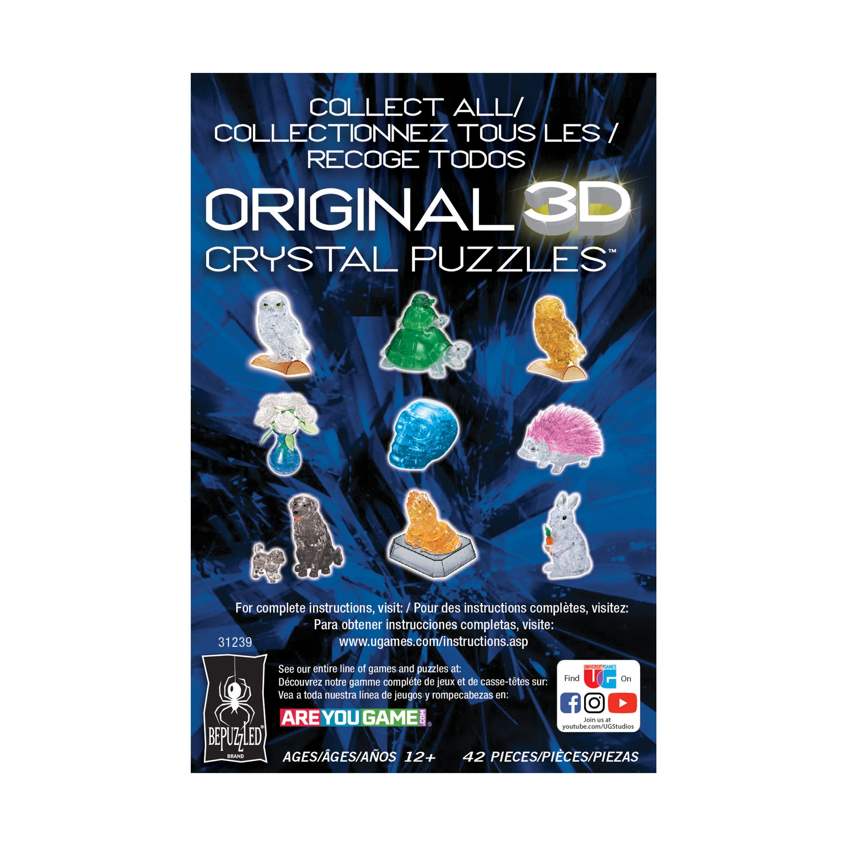 3D Crystal Puzzle - Owl (Blue): 42 Pcs