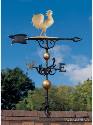 46-Inch Rooster Weathervane - Gold-Bronze