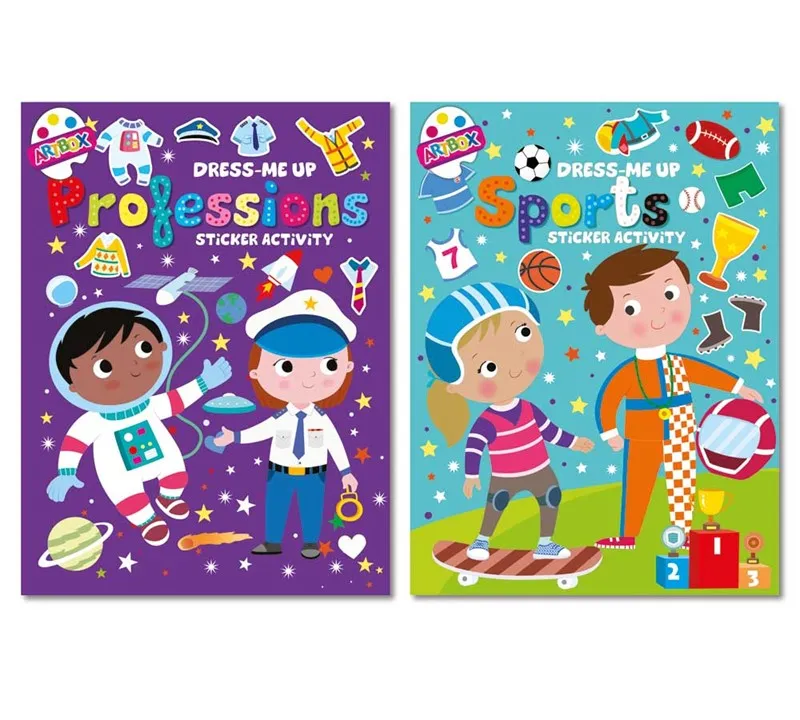 A4 Dress-Me Up Stickers Activity Book - Assorted Kids Boys Girls Professions Sports Fun