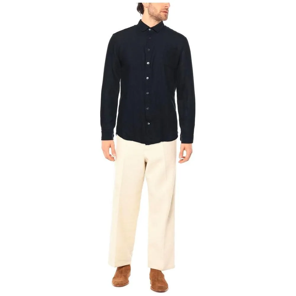 Alpha Studio Midnight Blue Linen Shirt - Italian Craftsmanship