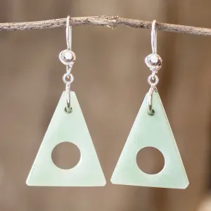 Angularity in Light Green Light Green Jade Triangle Earrings