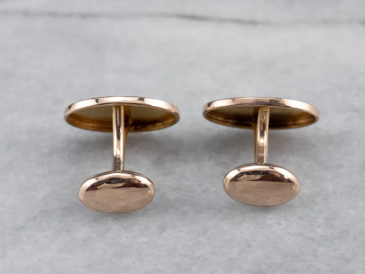 Antique Engraved Rose Gold Cufflinks