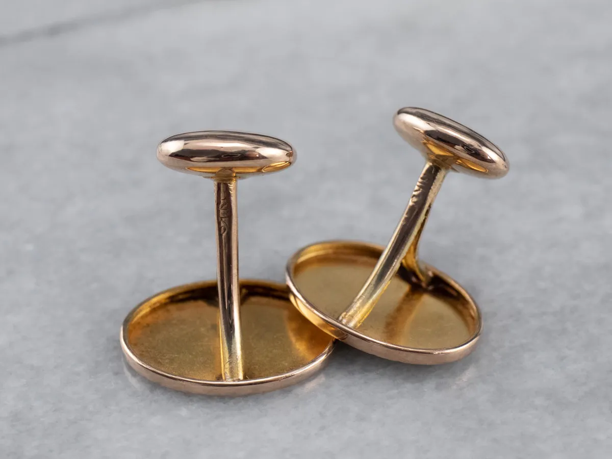 Antique Engraved Rose Gold Cufflinks