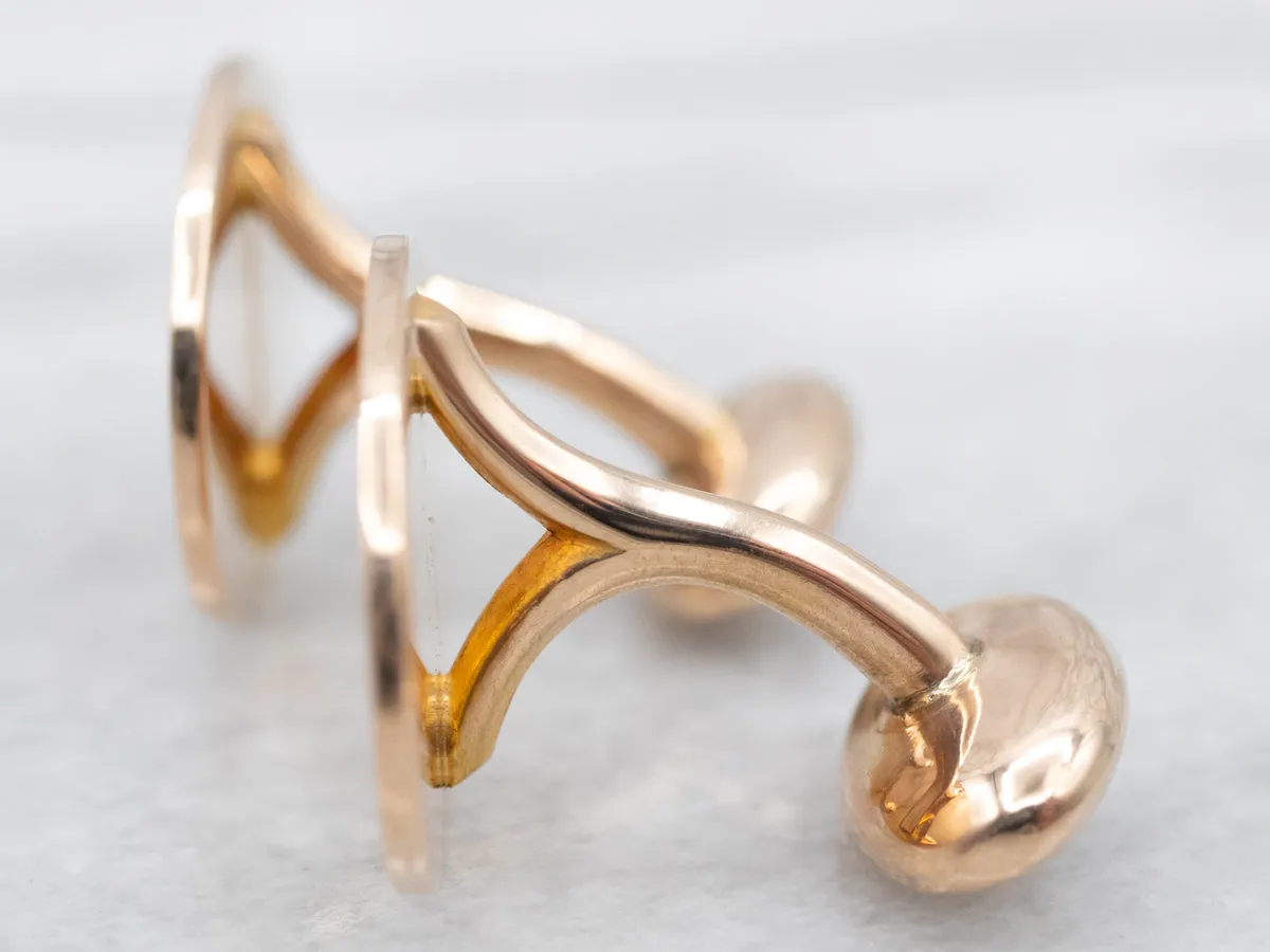 Antique Yellow Gold Oval Cuff Links