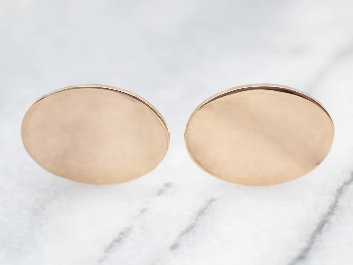 Antique Yellow Gold Oval Cuff Links