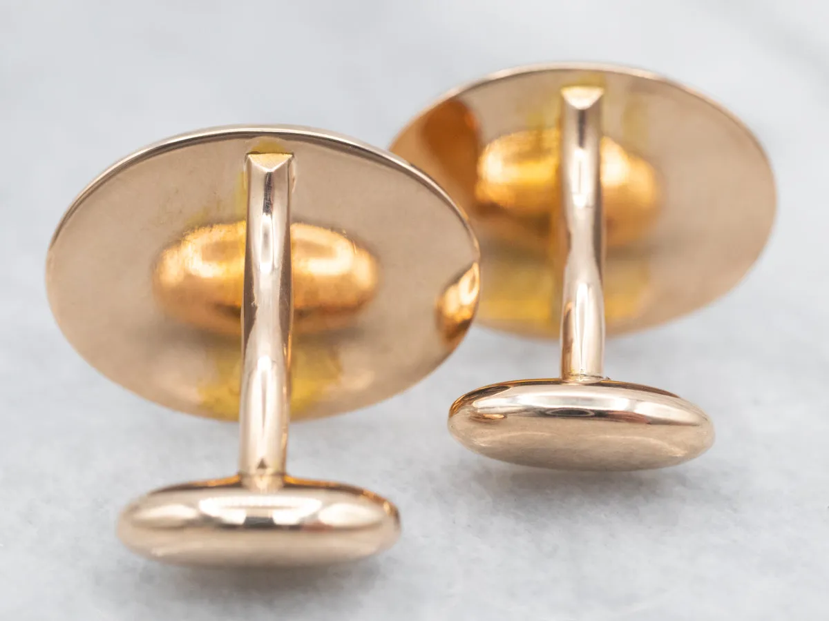 Antique Yellow Gold Oval Cuff Links