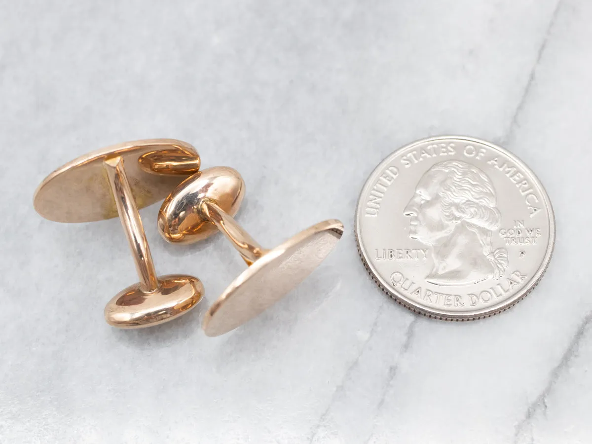 Antique Yellow Gold Oval Cuff Links