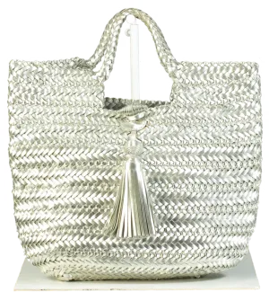 Anya Hindmarch Silver Woven Tote Bag