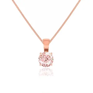 AURORA - Round Champagne Sapphire 18k Rose Gold Solitaire Pendant