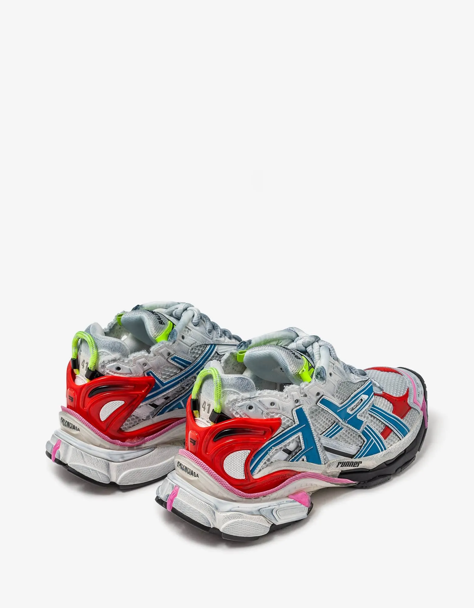 Balenciaga White & Multicolour Runner Trainers