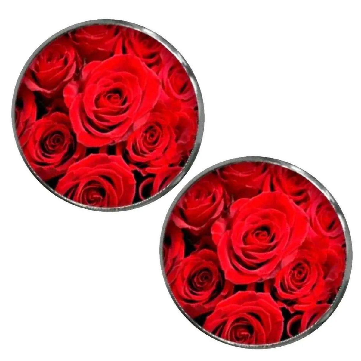 Bassin and Brown Roses Cufflinks - Red