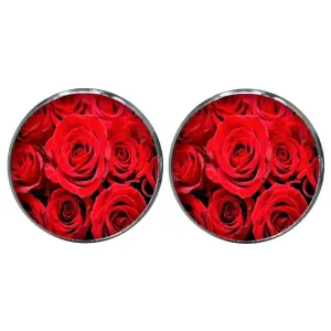 Bassin and Brown Roses Cufflinks - Red