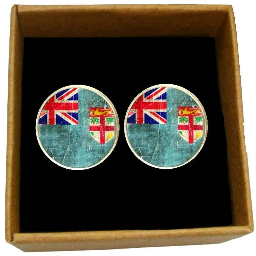 Bassin and Brown Union and St George Faded Flag Cufflinks - Red/White/Blue