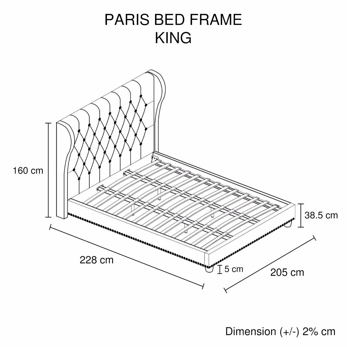 Bedzy Luxe French Provincial King Size Bed Frame - Beige