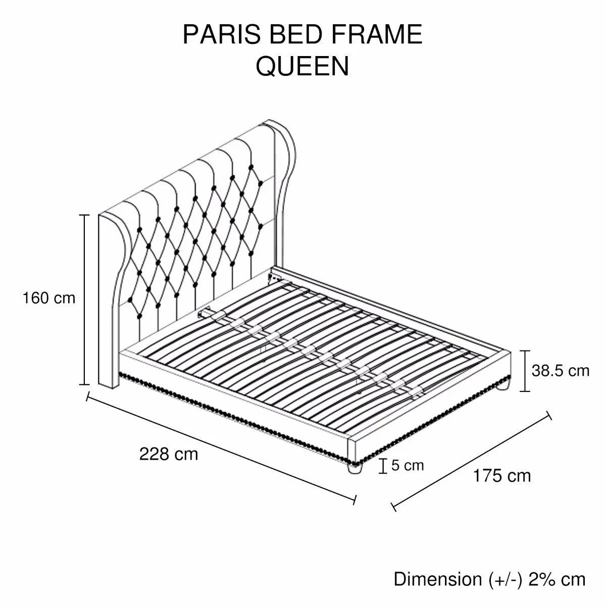 Bedzy Luxe French Provincial Queen Size Bed Frame - Beige