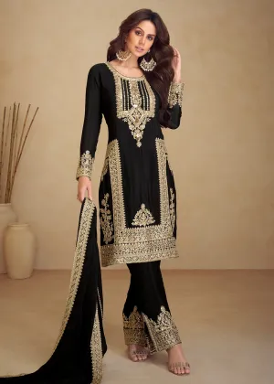 Black Beautiful Embroidered Pant Style Salwar Suit