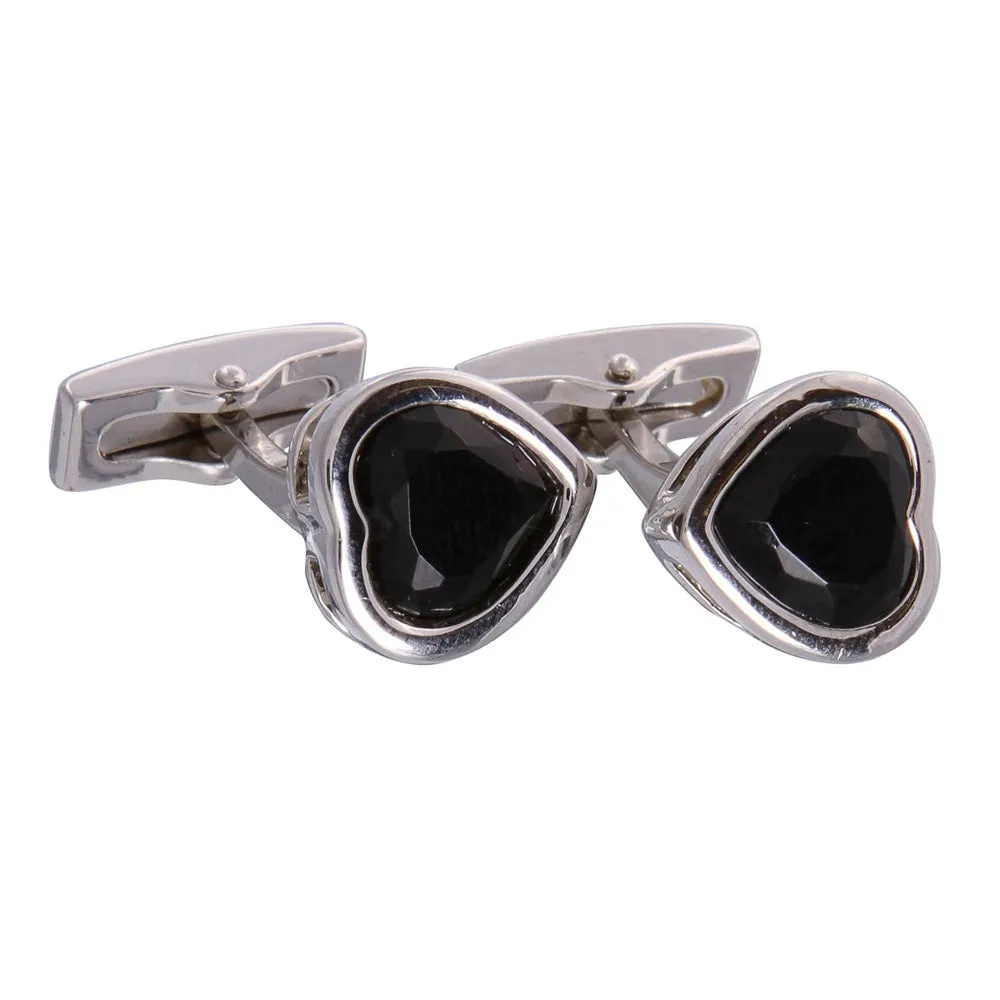 Black Gemstone Heart Cufflinks