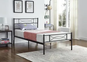 Black Metal Bed with Mattress Support