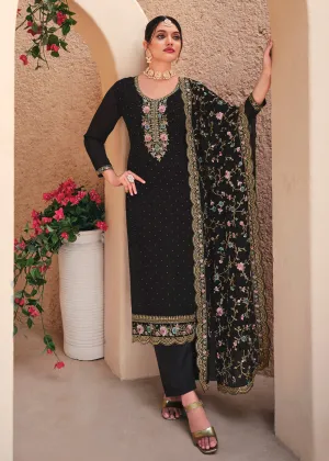 Black Swarovski Work & Embroidered Eid Wear Salwar Suit