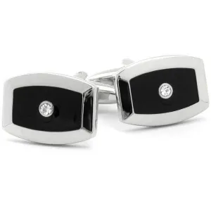 Black/Silver Single Crystal Cufflinks