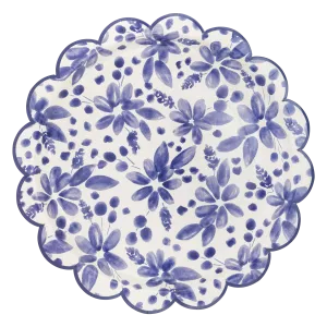 Blue Floral Paper Plate