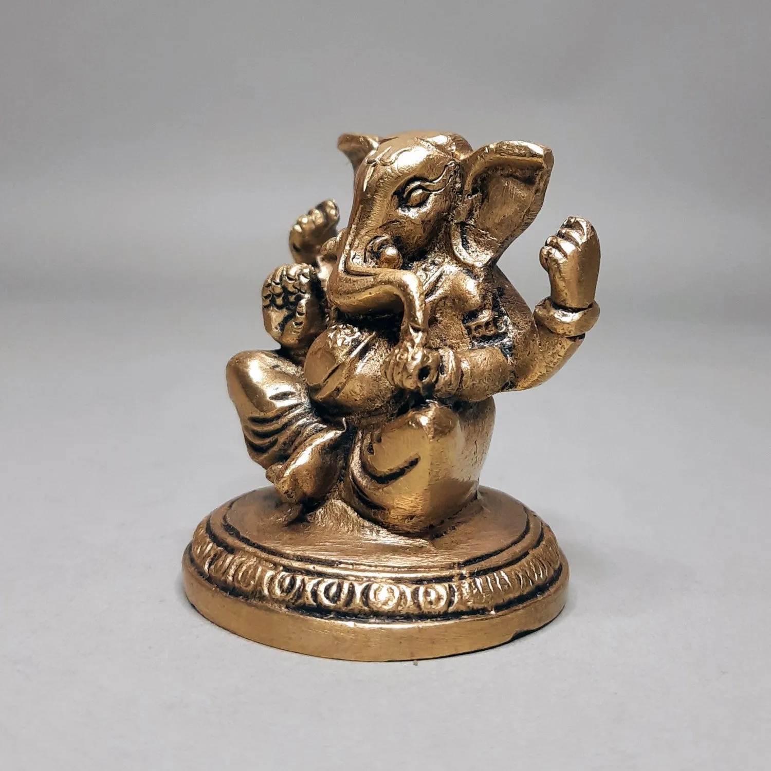 Brass Engraved Ganesha Small 2.5 in