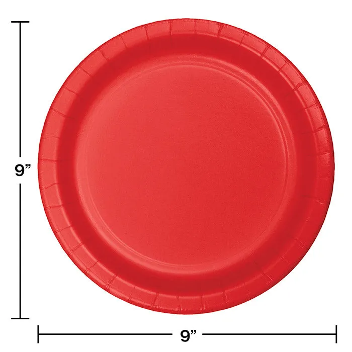 Bulk Classic Red 8.75 inch Paper Dinner Plates (900 per Case)