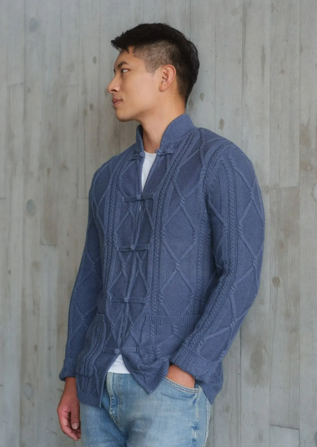 Cable Knit Tang Jacket (Medium Blue)