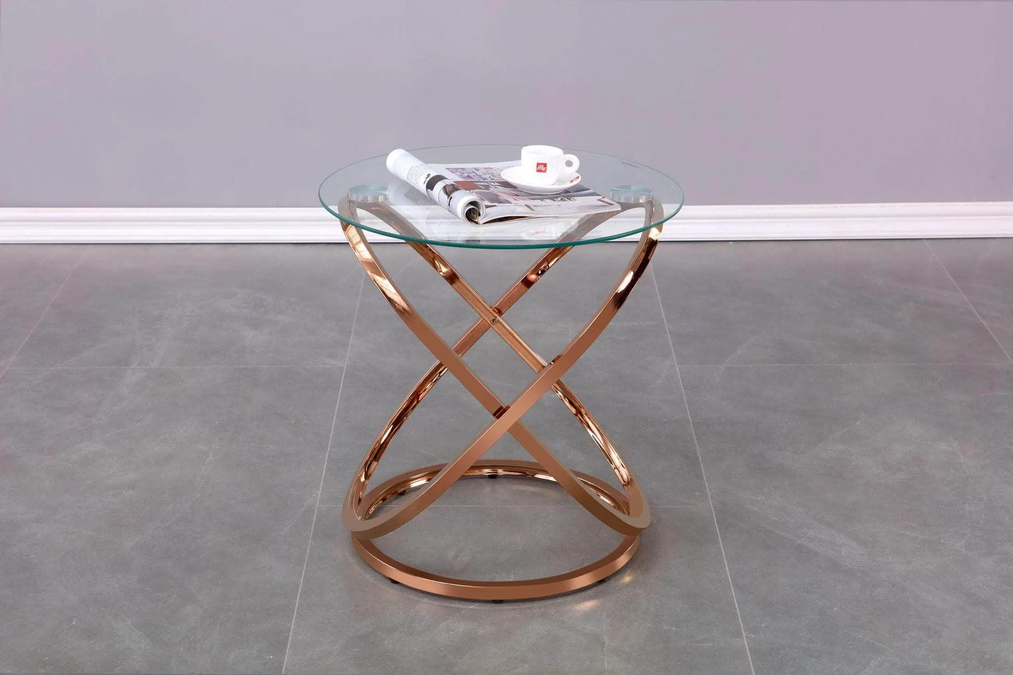 Cairo Modern Round Glass Top Accent Table - Available in 2 Colours