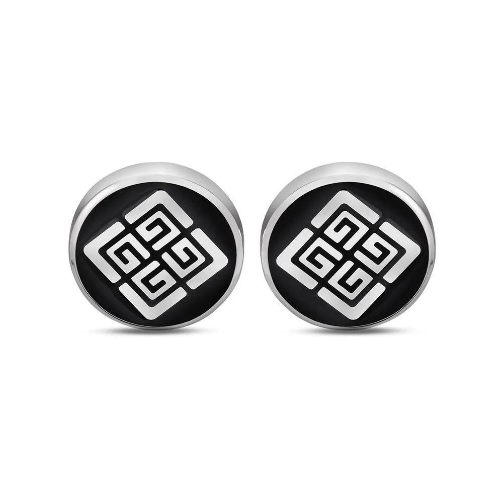 Charlie Stainless Steel And Black Cufflinks