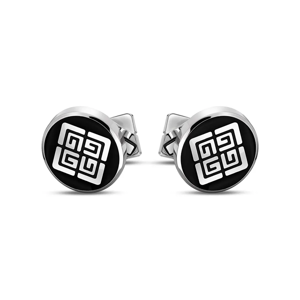 Charlie Stainless Steel And Black Cufflinks