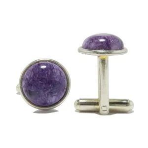 Charoite Cufflinks Silver Chariot of Honor Purple Gemstones