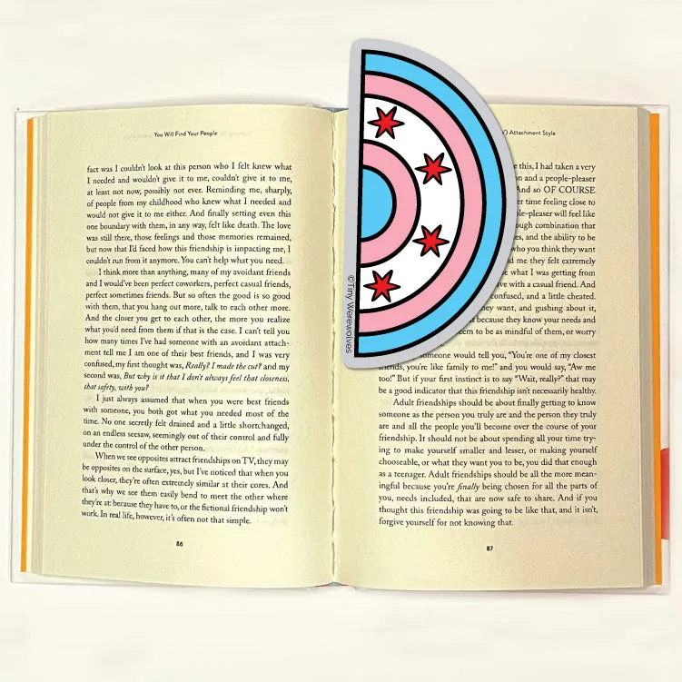 Chicago Trans Flag Arched Rainbow Laminated Printed Bookmark