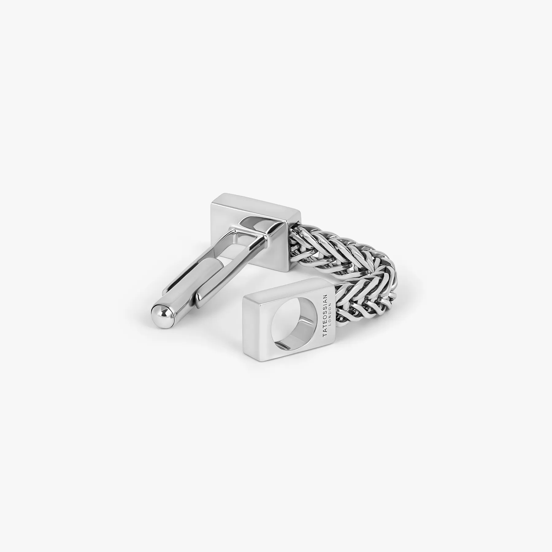 Coda Di Volpe Wrap Around Cufflinks in Rhodium Silver