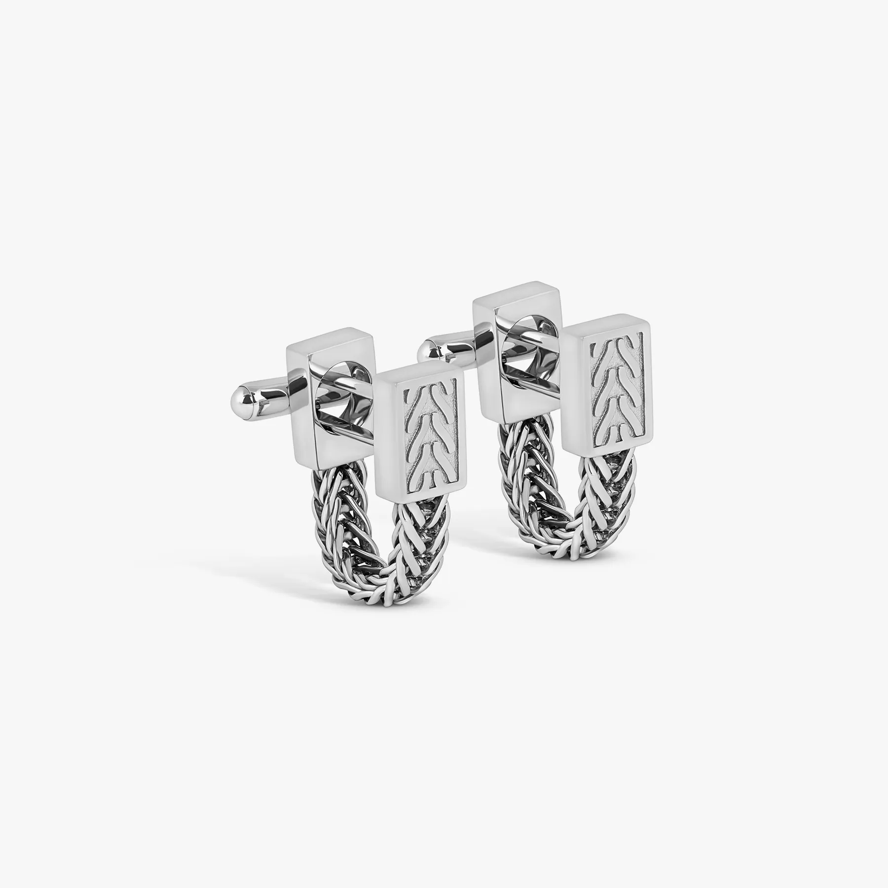 Coda Di Volpe Wrap Around Cufflinks in Rhodium Silver