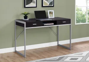 Computer Desk - 48"L / Cappuccino / Silver Metal